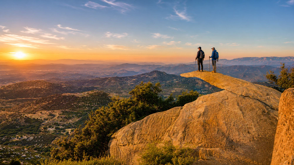 Hikers at Potato Chip Rock near Carlsbad, CA